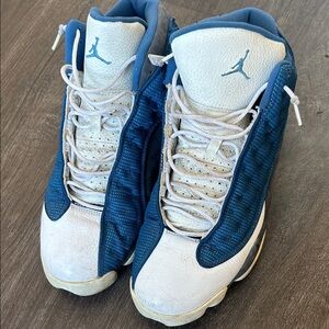 Blue and White Sneakers with Logo